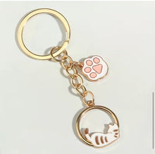 Load image into Gallery viewer, Sleeping Cat &amp; Paw Key Chain
