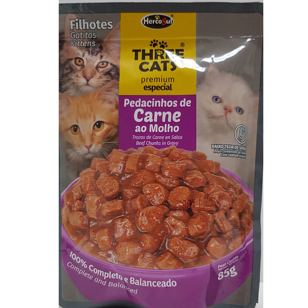 Three Cats Premium Kitten Wet Food Pouch 85g