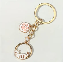 Load image into Gallery viewer, Sleeping Cat &amp; Paw Key Chain
