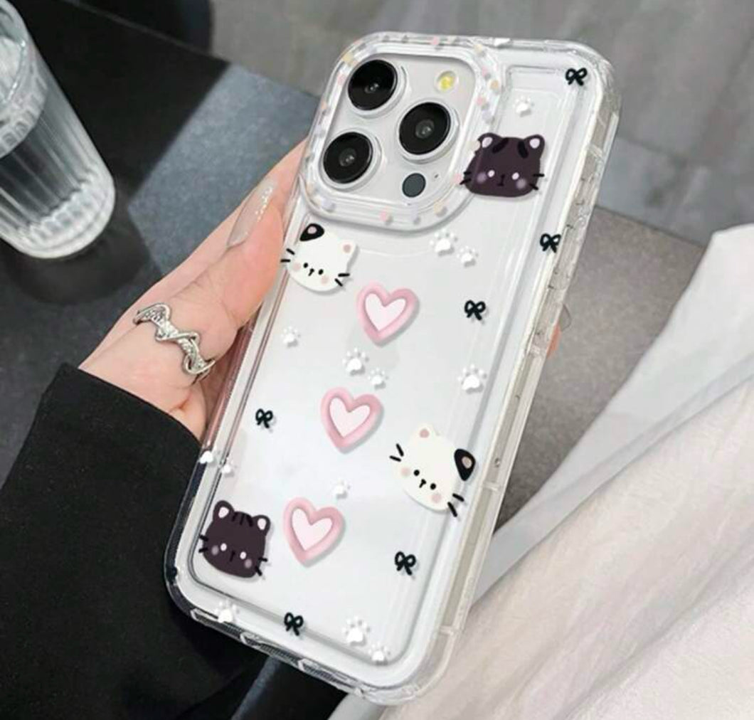 Clear SIlicon Phone Case with Hearts (IPhone 13; IPhone 15.)