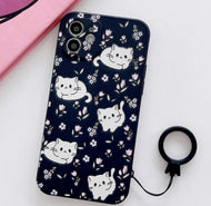 Cartoon Cat Phone Case - Black (IPhone 13; Samsung Galaxy S23)