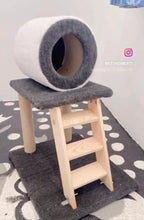 Load image into Gallery viewer, Cat tree with steps &amp; barrel
