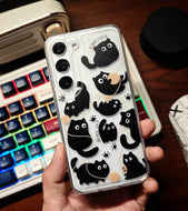 Clear Silicon Case - Black Cats. (Samsung Galaxy S23)