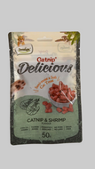 Dentalight Catnip+ Delicious Semi-moist & Soft Cat Treats in the Catnip & Shrimp flavor.