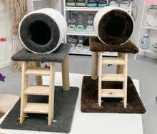 Load image into Gallery viewer, Cat tree with steps &amp; barrel
