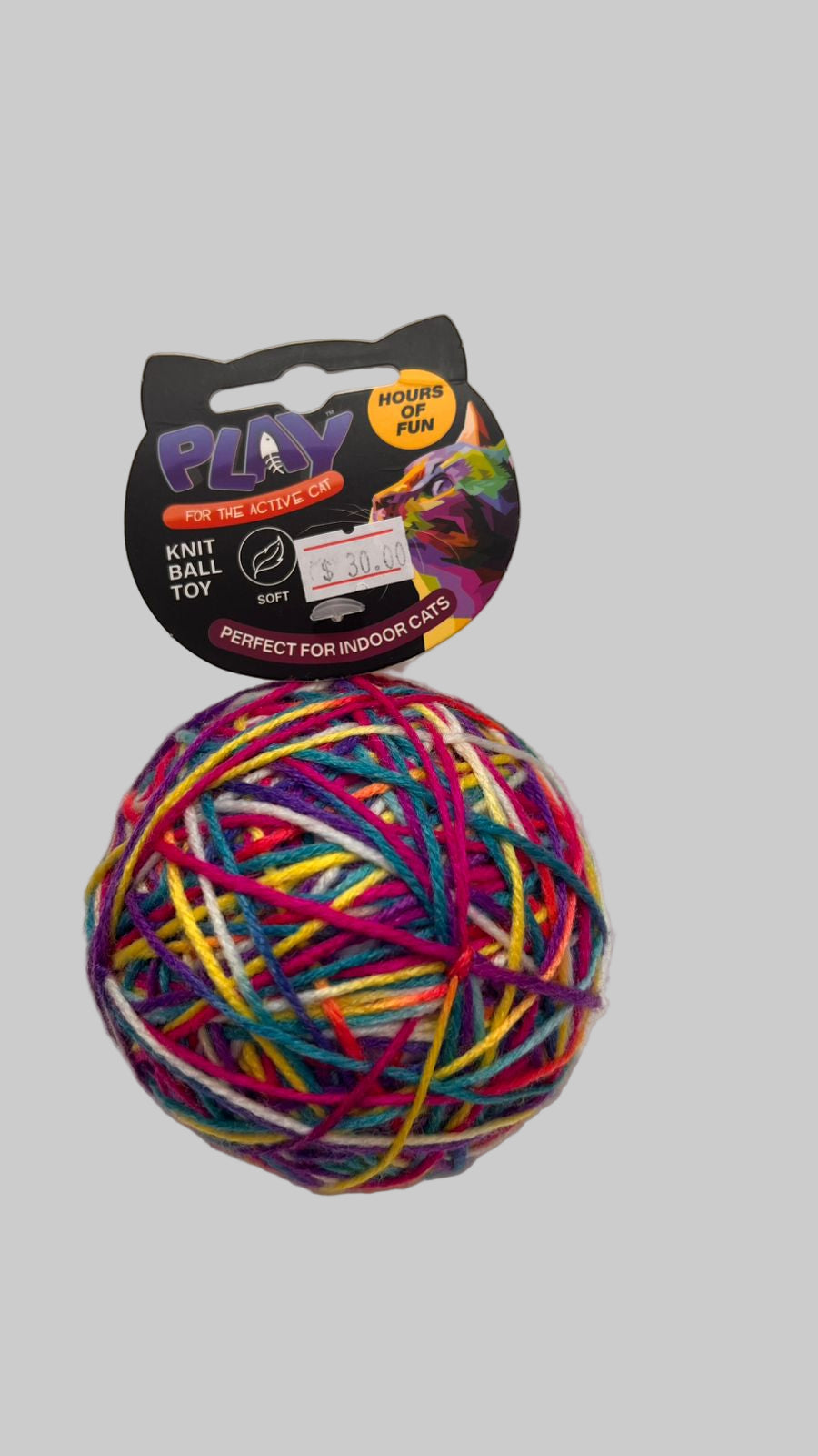 Knit yarn ball toy