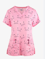 Pink Kitty Scrub Top